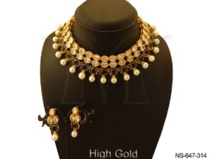 Moti Drop Polki Necklace Set